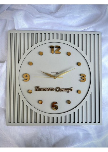 Kare Gold Rakamlı Kişiselleştirilebilir 40*40 cm Duvar Saati - Ahşap Duvar Saati