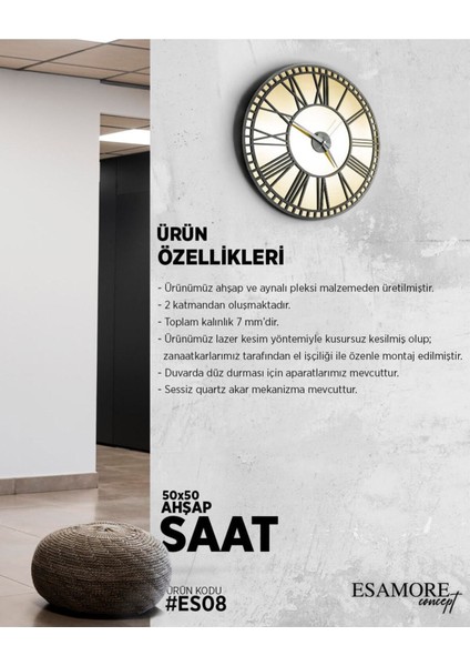 Gold Aynalı Pleksi ve Ahşap Tasarım Modern Duvar Saati - Ev Dekorasyon Pleksi Ahşap Dekorasyon Saat indirimleri