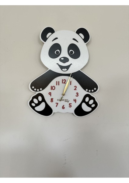 Hayvan Figürlü ve Karakterli Duvar Saati - Panda Tasarımlı Çocuk Duvar Saati