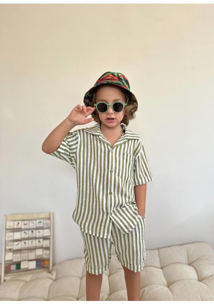 Yigit Butik Çizgili Şortlu Erkek Çocuk Takım