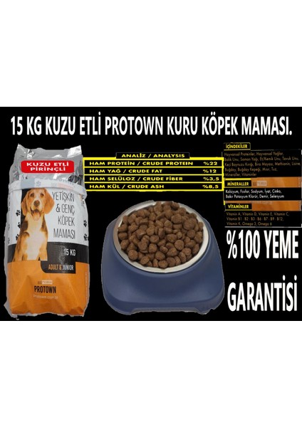 Her Köpeğin Yeme Garantisi ile Protown Kuzulu Köpek Maması 15 kg Kuzulu