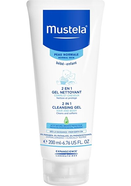 Mustela 2 In 1 Cleansing Gel 200 ml (Saç ve Vücut Şampuanı)