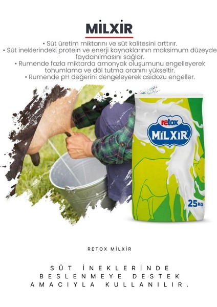 Retox Milxir Süt Inekleri Için Yem Katkı 25 kg