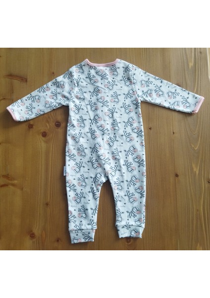 Zebra Desenli 3lü Fermuarlı Kız Bebek Tulum
