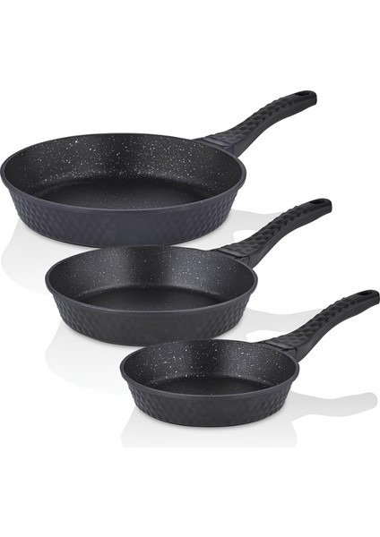 Yanmaz Yapışmaz Ağır Granit Döküm 3'lü Tava Seti 20-24-28 Cm