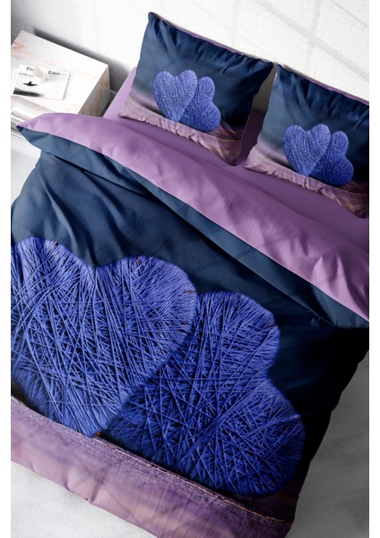 Wool Heart Çift Kişilik Nevresim Takımı 3D Pamuk Saten