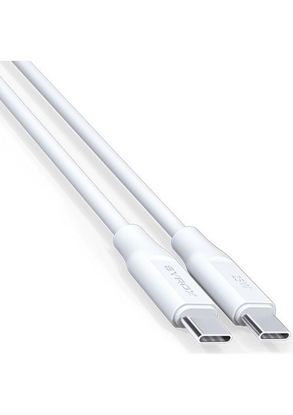 Samsung Galaxy NOTE10 Uyumlu 25W Şarj Başlığı ve 1m Beyaz Type-C To Type-C Kablo