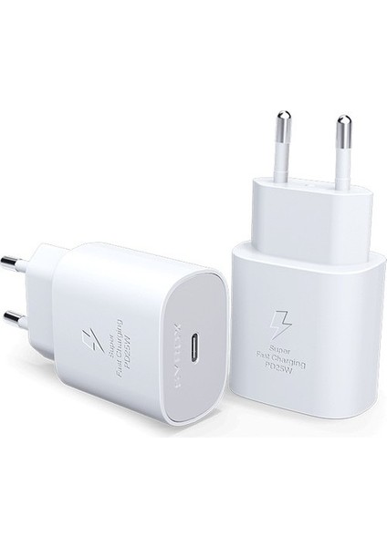 Samsung Galaxy A10 Uyumlu 25W Type-C Çıkışlı 25W Adaptör Şarj Başlığı Kablosu Yok Kutuda.