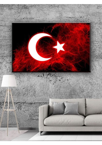 Kanvas Tablo LED Işıklı Türk Bayrağı (Şanlı Bayrağımız)