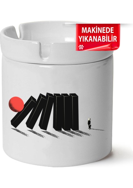 Çakılap Retro Baskılı Porselen At-Söndür Küllük (Kl-Rtr)