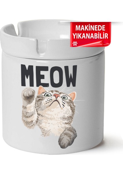 Çakılap Sevimli Kedi Baskılı Porselen At-Söndür Küllük (Kl-Hyvn-Kedi)