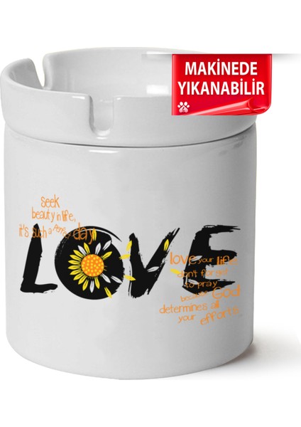 Çakılap Love Baskılı Porselen At-Söndür Küllük (Kl-Krs)