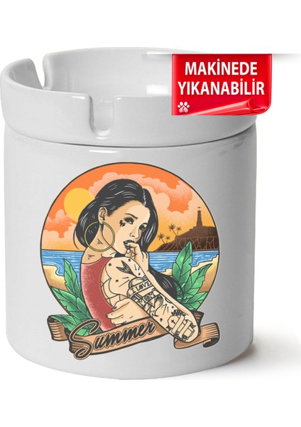 Çakılap Summer Women Baskılı Porselen At-Söndür Küllük (Kl-Krs)
