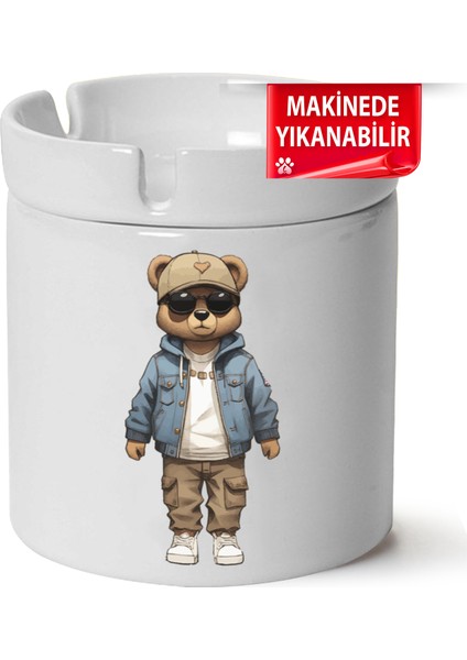 Çakılap Sevimli Ayıcık Baskılı Porselen At-Söndür Küllük (Kl-Hyvn-Ayı)