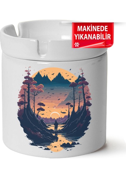 Çakılap Kamp, Karvan, Doğa Baskılı Porselen At-Söndür Küllük (Kl-Dg)