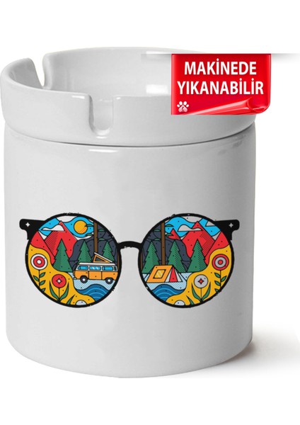 Çakılap Kamp, Karvan, Doğa Baskılı Porselen At-Söndür Küllük (Kl-Dg)