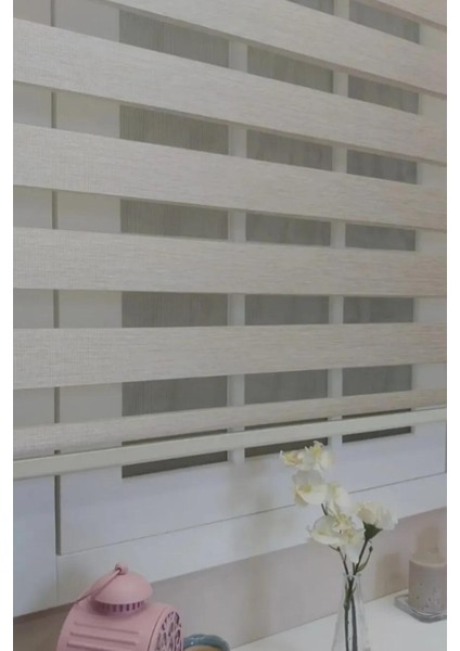 Krem Bambu Kumaş Zebra Stor Perde Etek Dilimsiz fiyatları