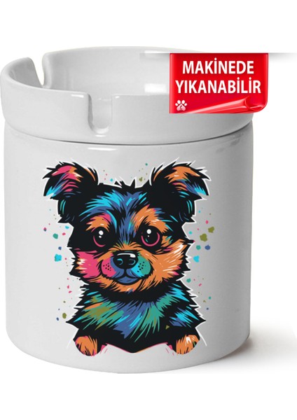Çakılap Sevimli Köpek Baskılı Porselen At-Söndür Küllük (Kl-Hyvn-Kpk)
