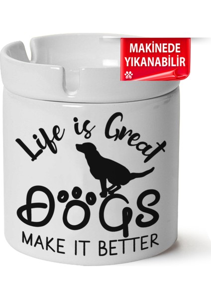 Çakılap Sevimli Köpek Baskılı Porselen At-Söndür Küllük (Kl-Hyvn-Kpk)