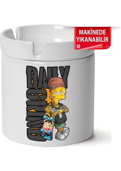 Çakılap Duy Grind Baskılı Porselen At-Söndür Küllük (Kl-Krs)