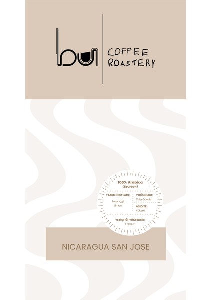 Bu Coffee Roastery Nicaragua San Jose Yöresel Kahve 250 gr (Öğütülmüş)