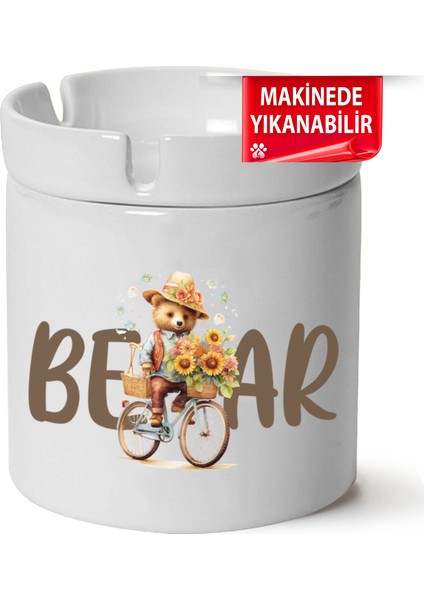 Çakılap Sevimli Ayıcık Baskılı Porselen At-Söndür Küllük (Kl-Hyvn-Ayı)