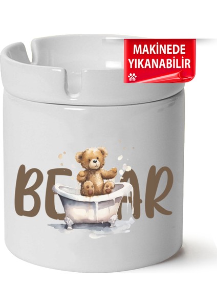Çakılap Sevimli Ayıcık Baskılı Porselen At-Söndür Küllük (Kl-Hyvn-Ayı)