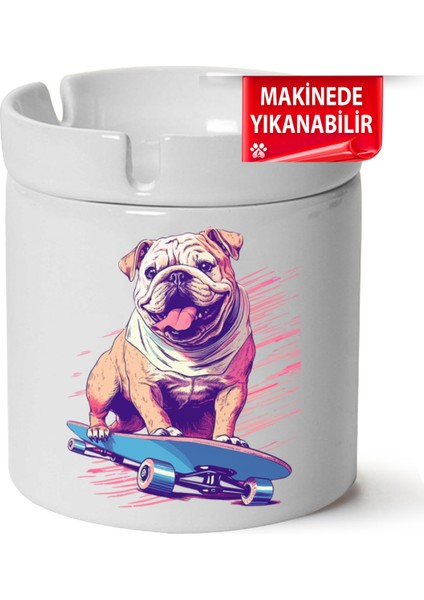 Çakılap Sevimli Köpek Baskılı Porselen At-Söndür Küllük (Kl-Hyvn-Kpk)