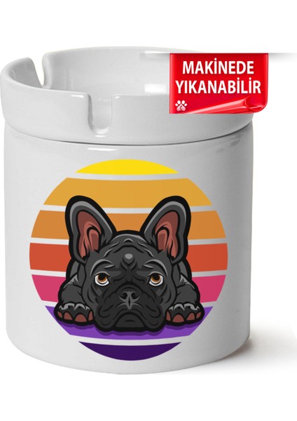 Çakılap Sevimli Köpek Baskılı Porselen At-Söndür Küllük (Kl-Hyvn-Kpk)