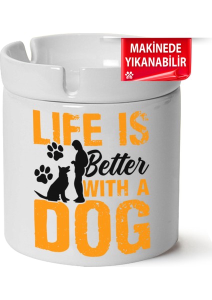 Çakılap Sevimli Köpek Baskılı Porselen At-Söndür Küllük (Kl-Hyvn-Kpk)