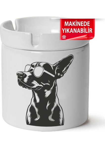 Çakılap Sevimli Köpek Baskılı Porselen At-Söndür Küllük (Kl-Hyvn-Kpk)