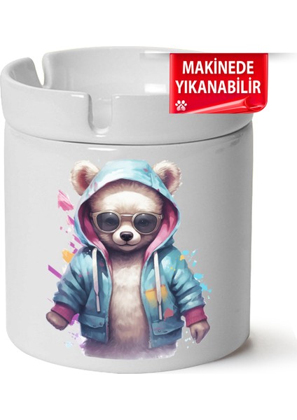 Çakılap Sevimli Ayıcık Baskılı Porselen At-Söndür Küllük (Kl-Hyvn-Ayı)