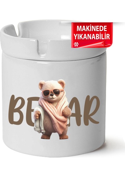 Çakılap Sevimli Ayıcık Baskılı Porselen At-Söndür Küllük (Kl-Hyvn-Ayı)