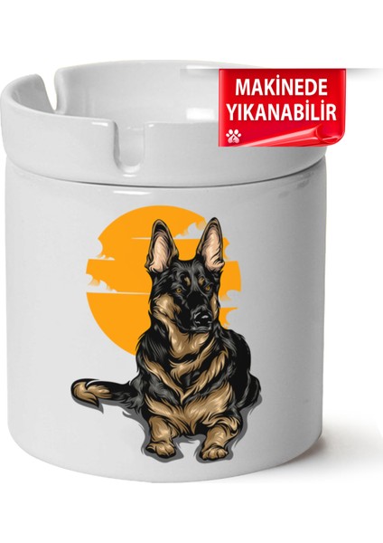 Çakılap Sevimli Köpek Baskılı Porselen At-Söndür Küllük (Kl-Hyvn-Kpk)