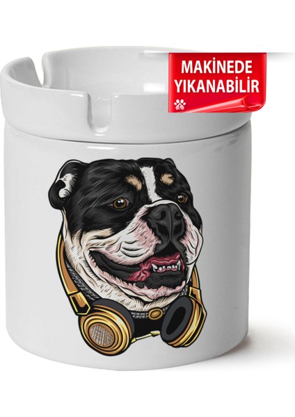 Çakılap Sevimli Köpek Baskılı Porselen At-Söndür Küllük (Kl-Hyvn-Kpk)