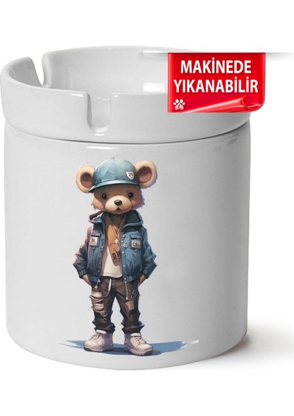 Çakılap Sevimli Ayıcık Baskılı Porselen At-Söndür Küllük (Kl-Hyvn-Ayı)