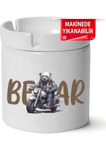 Çakılap Sevimli Ayıcık Baskılı Porselen At-Söndür Küllük (Kl-Hyvn-Ayı)