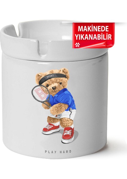Çakılap Sevimli Ayıcık Baskılı Porselen At-Söndür Küllük (Kl-Hyvn-Ayı)