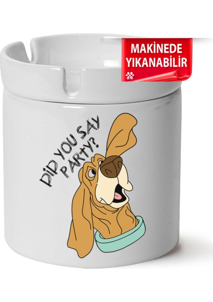 Çakılap Sevimli Köpek Baskılı Porselen At-Söndür Küllük (Kl-Hyvn-Kpk)