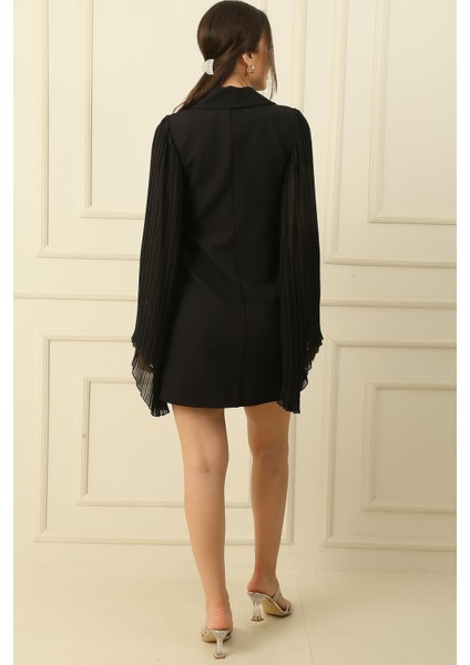 Kolları Pliseli Önü Düğmeli Ceket Elbise fiyatları