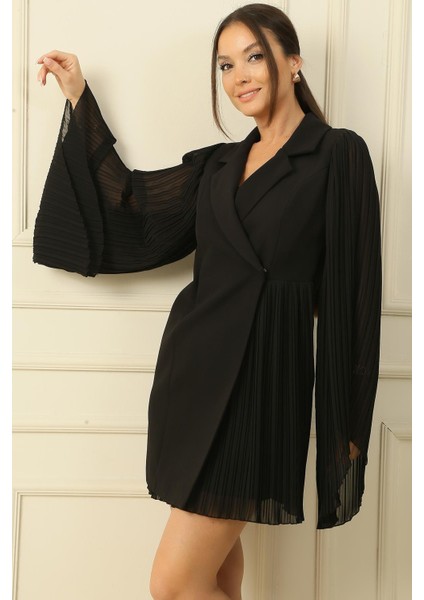 Kolları Pliseli Önü Düğmeli Ceket Elbise fırsatları