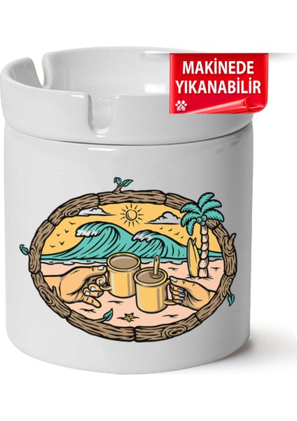 Çakılap Kamp, Karvan, Doğa Baskılı Porselen At-Söndür Küllük (Kl-Dg)