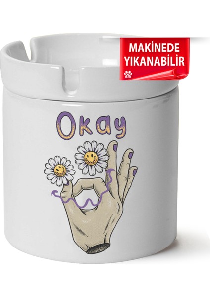 Çakılap Okay Baskılı Porselen At-Söndür Küllük (Kl-Krs)