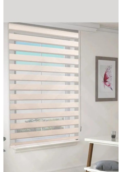 Krem Bambu Kumaş Zebra Stor Perde Etek Dilimsiz 1. Kalite