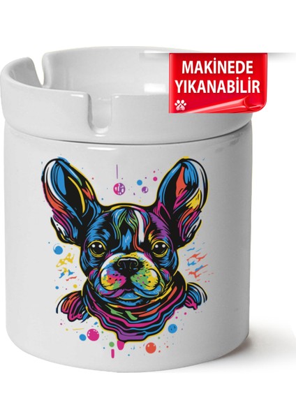Çakılap Sevimli Köpek Baskılı Porselen At-Söndür Küllük (Kl-Hyvn-Kpk)