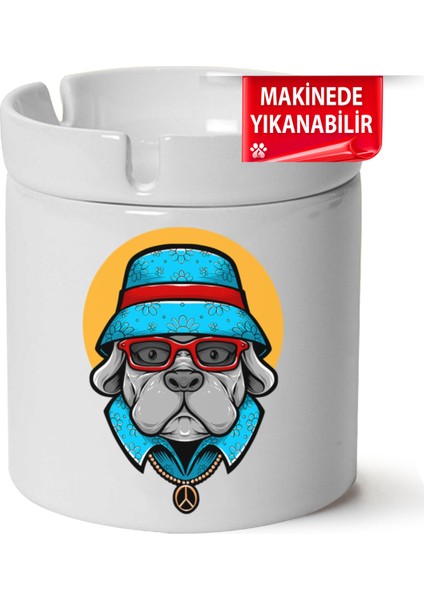 Çakılap Sevimli Köpek Baskılı Porselen At-Söndür Küllük (Kl-Hyvn-Kpk)