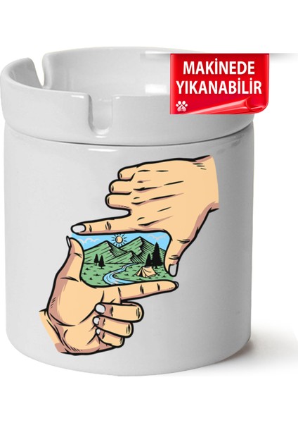 Çakılap Kamp, Karvan, Doğa Baskılı Porselen At-Söndür Küllük (Kl-Dg)