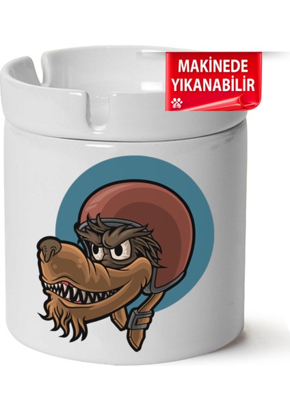 Çakılap Kasklı Kurt Baskılı Porselen At-Söndür Küllük (Kl-Krs)