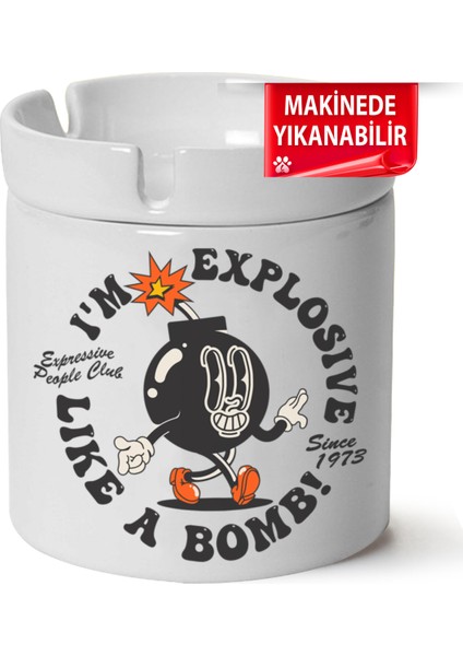 Çakılap Retro Baskılı Porselen At-Söndür Küllük (Kl-Rtr)