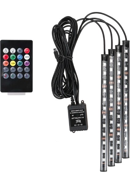 24 Volt Araç Içi Ayak Altı Sese ve Müziğe Duyarlı Kumandalı Rgb LED Aydınlatma